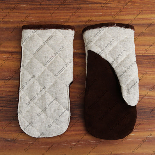 Natural Linen Padded Gauntlets