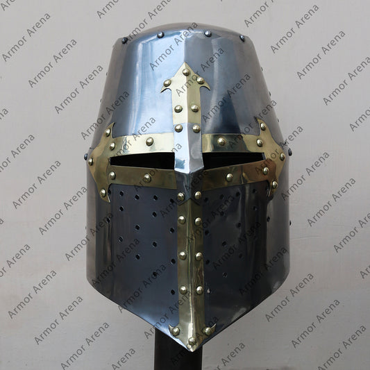 Great Helmet, 14th C  With Brass Edge