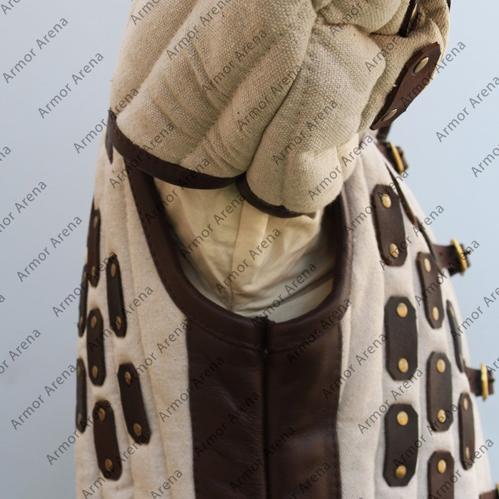 Medieval Viking Padded Gambeson With Leather Trim Ver.2