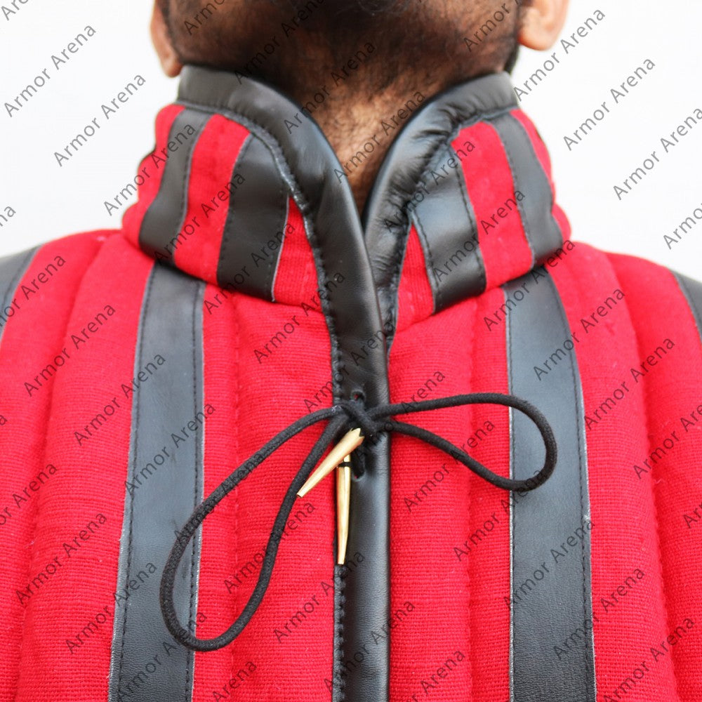Arming Doublet Diego Linen & Leather Trim 15th Century