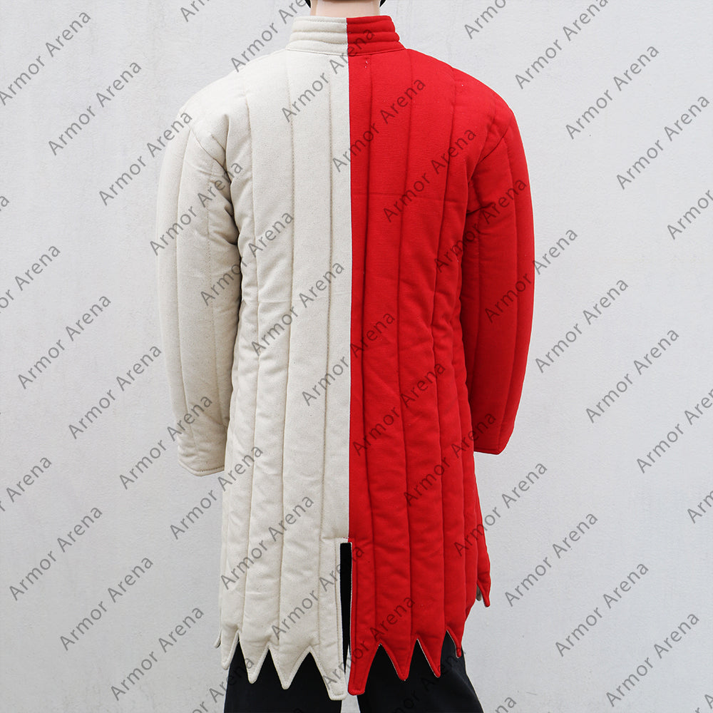 Medieval Gambeson in Two Colors with Long Sleeves and Pointed Bottom