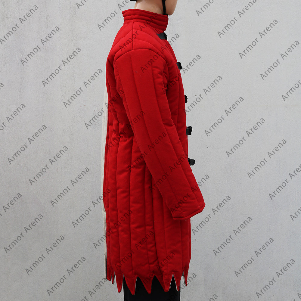 Medieval Gambeson in Two Colors with Long Sleeves and Pointed Bottom