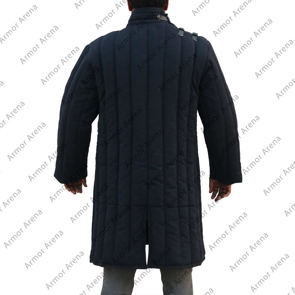 Front Closed Long Sleeves Gambeson with Leather Strap Neck