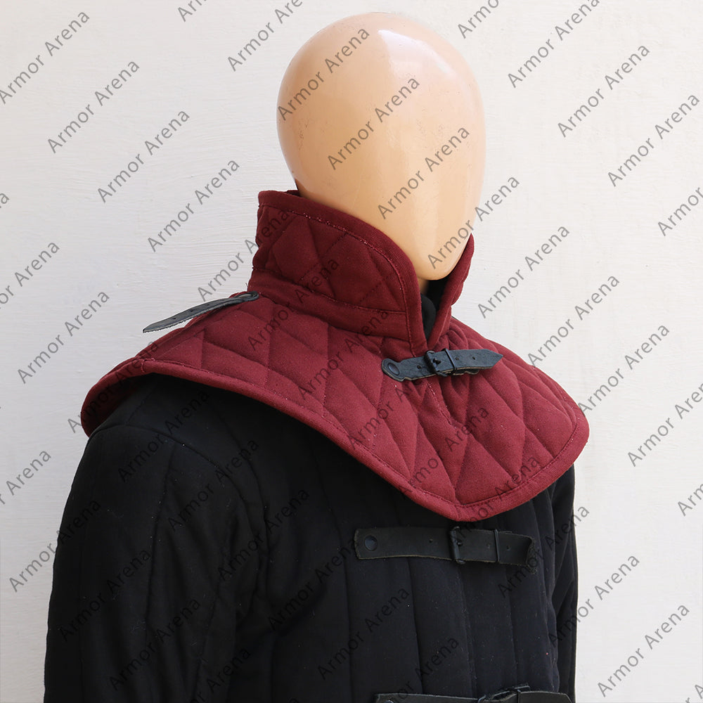 Padded Gambeson Gorget with Pauldron Shoulder Straps